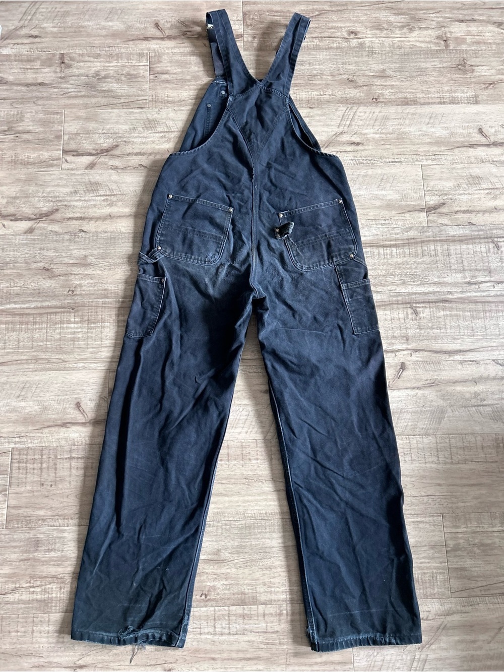 Carhartt black duck Canvas Work Overalls worn workwear - Picture 4 of 10
